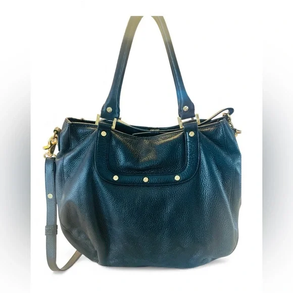 Tory Burch Amanda Black Leather Hobo Tote Bag Convertible Shoulder Crossbody - Picture 4 of 10